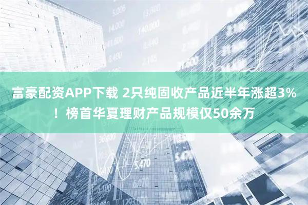 富豪配资APP下载 2只纯固收产品近半年涨超3%！榜首华夏理财产品规模仅50余万